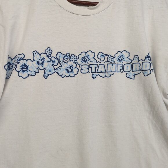 Champion Stanford University Hawaiian Hibiscus Floral Print White Thrashed Large - Picture 5 of 12
